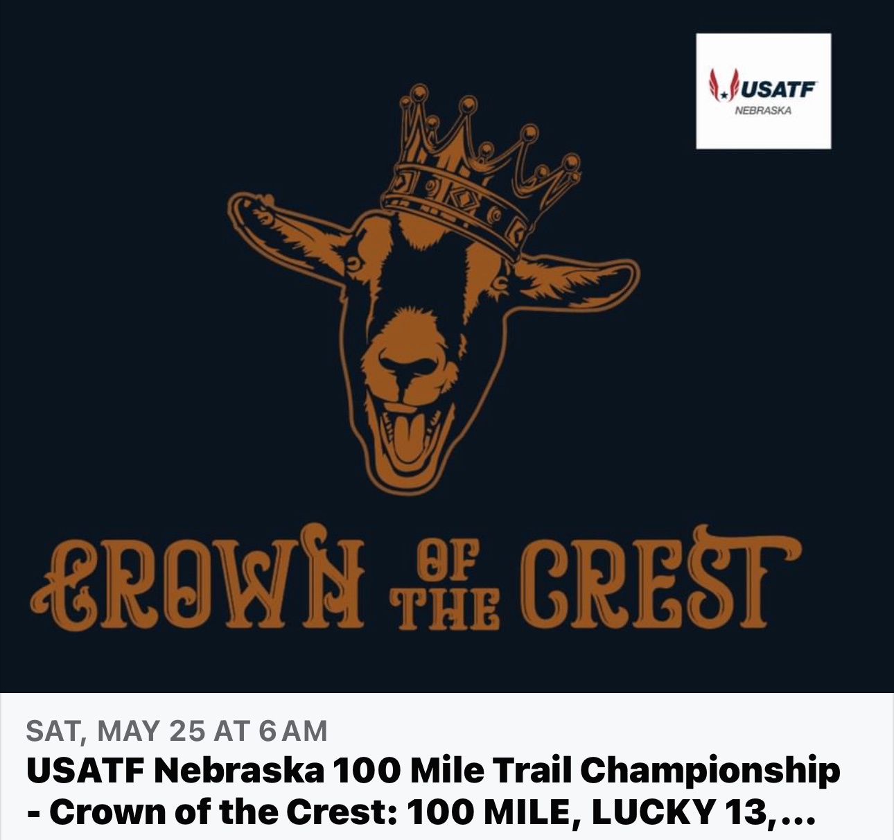 USATF Nebraska 100 Mile Trail Championship – Crown of the Crest: 100 MILE, LUCKY 13, MARATHON, HALF